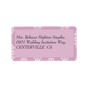 Étiquette Rose Pink Mariage damassé