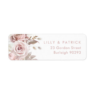 Étiquette Rose Poussiéreuse & Blush Adresse de Retour de Mar