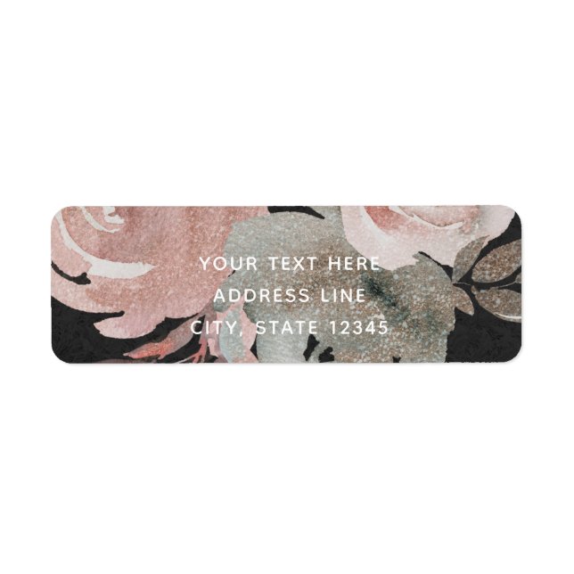 Étiquette Rose Rose Glitter Roses Dark Floral Glam Elegant (Devant)