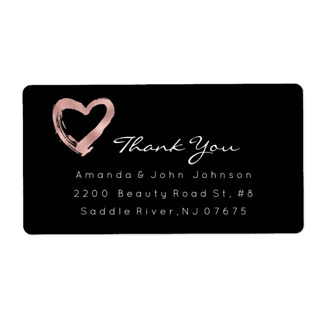 Étiquette Rose Rose Or Brush Brush Merci (Devant)