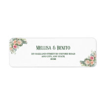 Rose rose pâle Eucalyptus Mariage Adresse de retou