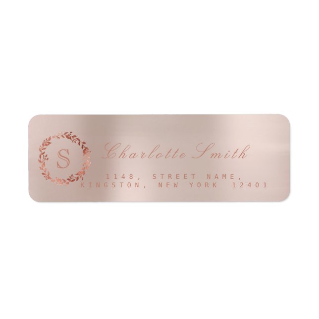 Étiquette Rose rose pâle Wire en or Wreath VIP Monogramme RS (Devant)