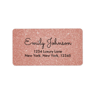 Étiquette Rose Rose Rose Gold Faux Parties scintillant Étinc