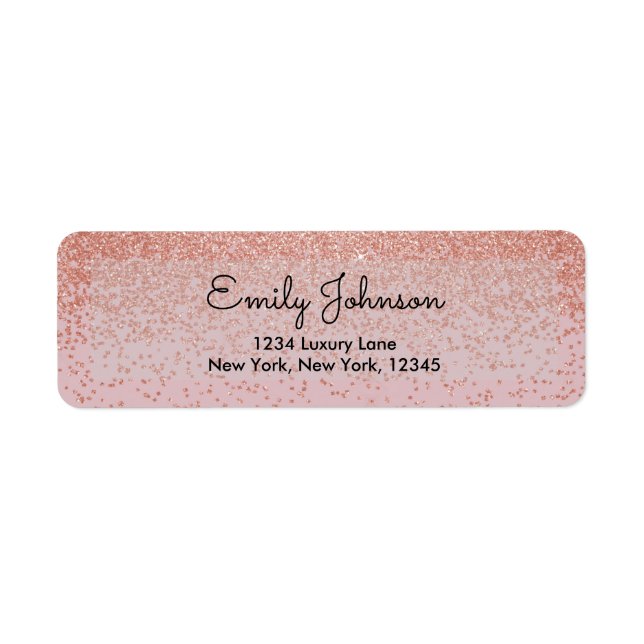 Étiquette Rose Rose Rose Gold Faux Parties scintillant Étinc (Devant)