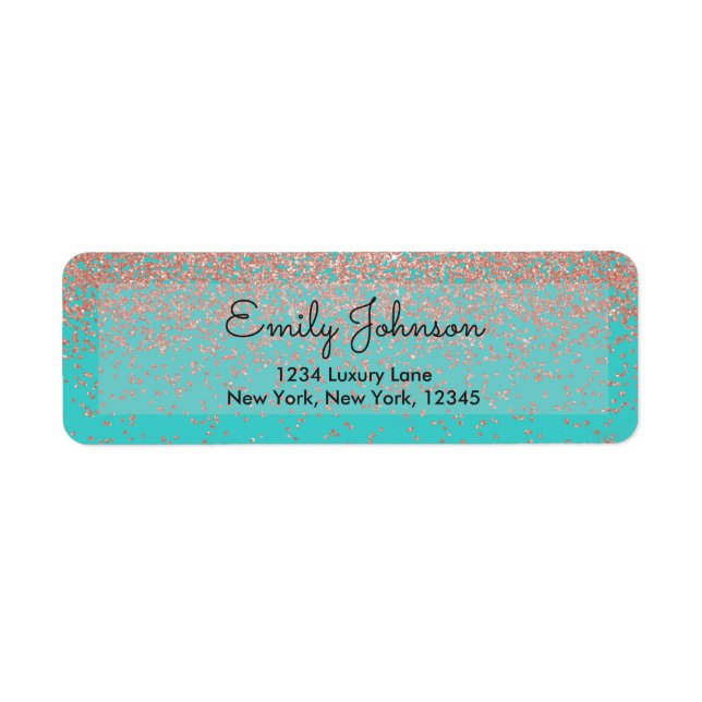 Étiquette Rose Rose Rose Gold Faux Parties scintillant Étinc (Devant)