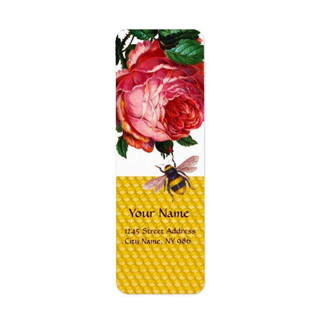 ÉTIQUETTE ROSE ROSE ROSE ROSE ET HONEY BEE, OEUVRE (Devant)