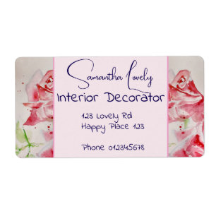 Étiquette Rose rouge Aquarelle Roses heureux Anniversaire Ca