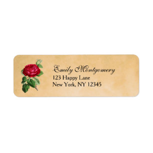 Étiquette Rose rouge vintage sur un Arrière - plan en cuir F