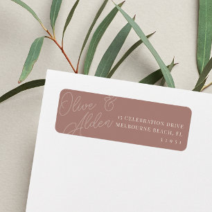 Étiquette Rose Script Watermark Mariage Adresse de retour