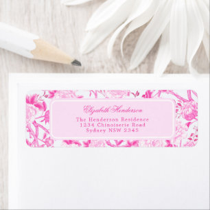 Étiquette Rose White Chinoiserie Porcelaine Adresse de retou