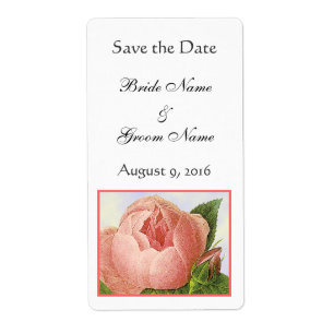 Étiquette Rosebud rose modifiable Enregistrer la date Étique