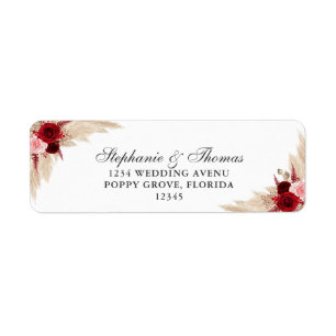 Étiquette Roses de Bourgogne & Herbe de la Pampa Adresse de 