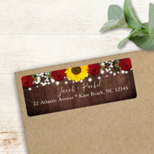 Étiquette Roses de tournesol Mason Jar éclaire Mariage rusti