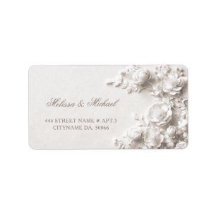 Étiquette Roses d'Ivoire Fleurs 3D Mariage