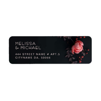 Étiquette Roses roses 3D Fleurs Sombres | Mariage