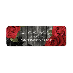 Étiquette Roses Rouges Mariage Rustique Cadeau de Faveur de