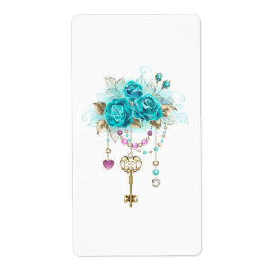 Étiquette Roses turquoise avec touches