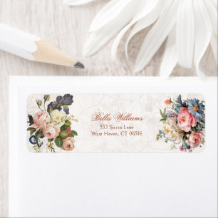 Étiquette Roses Vintages rustiques & Iris