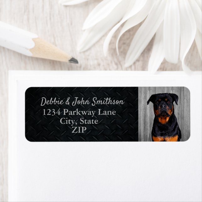 Étiquette Rottweiler Chien Retourner Adresse Animal Cute Éti (En situation)