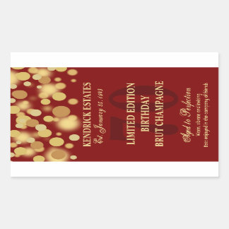 Étiquette rouge 750ml d'anniversaire de bulles de