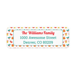 Étiquette Rouge Blanc Vert Texte Holly Bell Stocking Motif