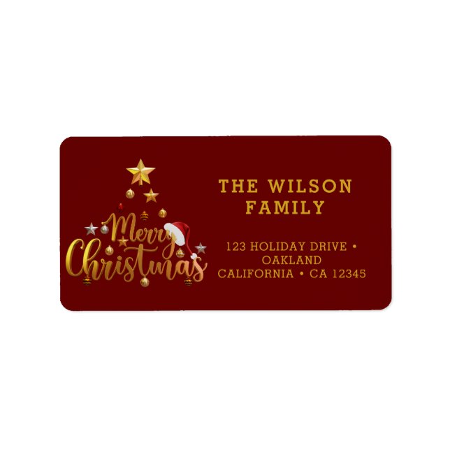 Étiquette rouge brillant de Noël moderne (Devant)