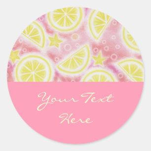Étiquette rouge citronnade 'Your Text' ronde rose