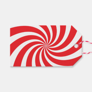 Étiquette rouge de cadeau de remous de sucre de