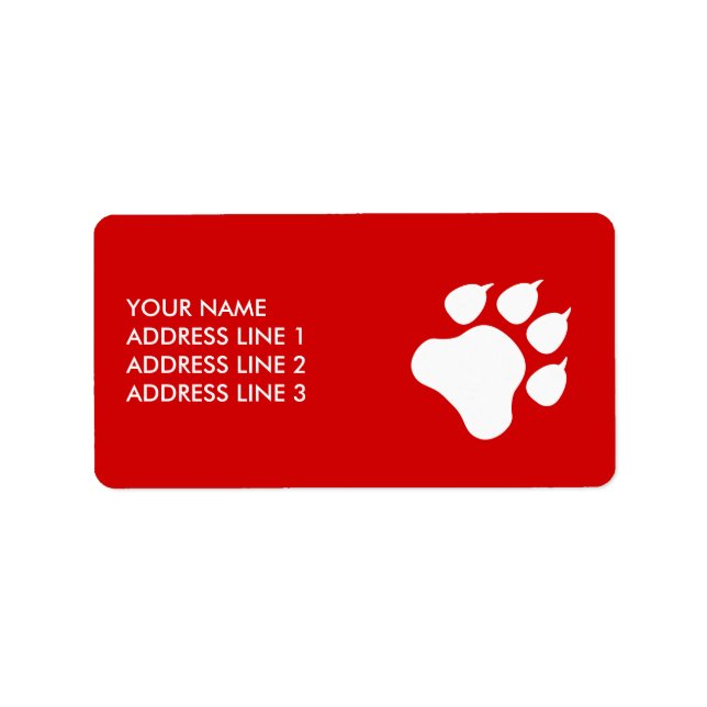 Étiquette Rouge Et Blanc Paw Avec Texte - Choisissez Votre C (Devant)