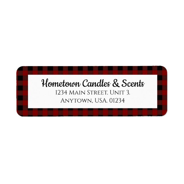 Étiquette Rouge et noir Buffalo Plaid Russe Business (Devant)