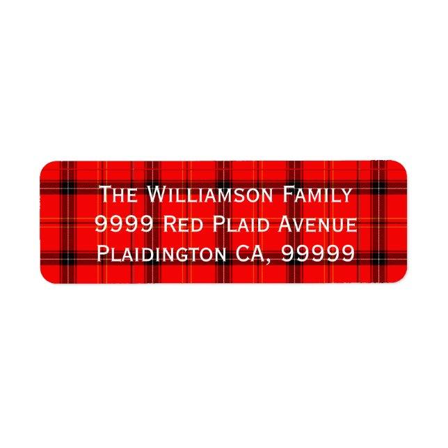 Étiquette Rouge et noir Plaid Rustique Tartan Personnalisé (Devant)