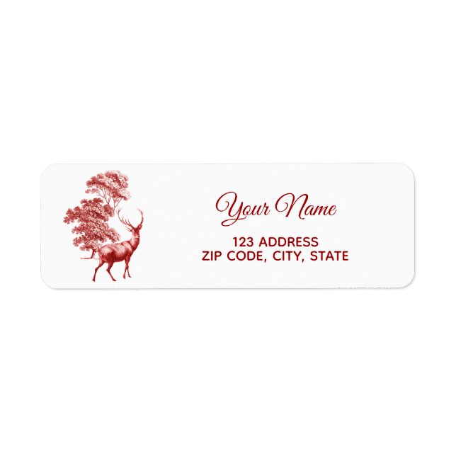 Étiquette Rouge français classique Cerf en toile en forêt (Devant)