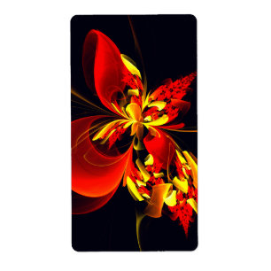 Étiquette Rouge Jaune Floral Moderne Résumé Modèle Art #10