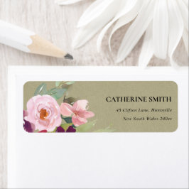 ÉTIQUETTE ROUGE KRAFT ROSE BLUS ROSE WATERCOULEUR ADRESSE FL