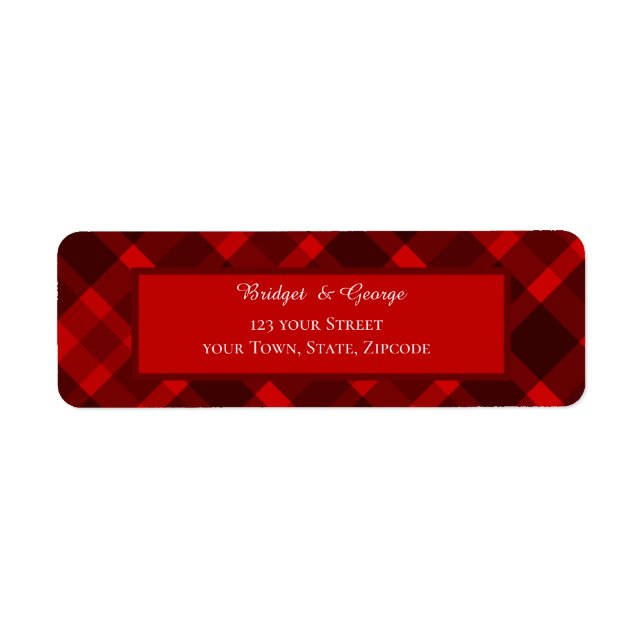Étiquette rouge noir écossais celtique tartan mariage motif (Devant)