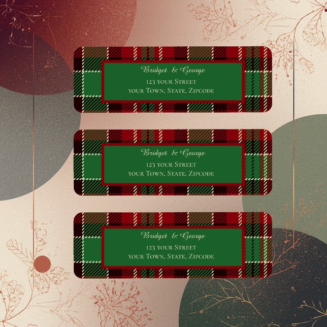 Étiquette rouge vert noir écossais celtique tartan mariage (Créateur téléchargé)