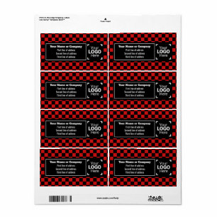 Étiquette Rouge vif et noir à carreaux pour petite entrepris
