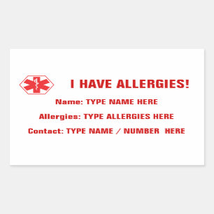 Étiquette rouge vigilant d'autocollant d'allergie