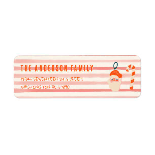 Étiquette Rouge vintage Illustré Noël Doddle Adresse