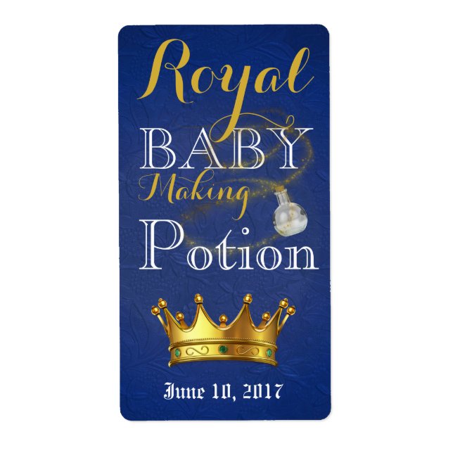 Étiquette Royal Baby Making Potion Bleu & Gold bouteille éti (Devant)