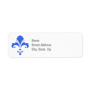 Étiquette Royal Blue and White Fleur de lis