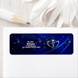 Étiquette Royal Blue Diamonds/Hearts Mariage Adresse de reto