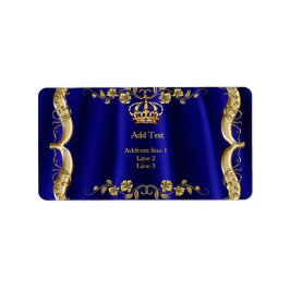 Étiquette Royal Blue Navy Mariage Gold Crown