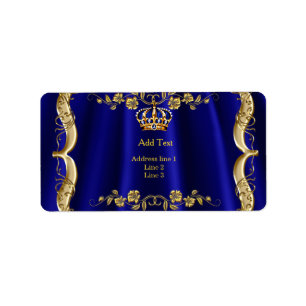 Étiquette Royal Blue Navy Mariage Gold Crown
