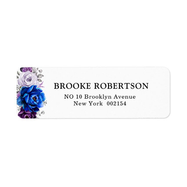 Étiquette Royal Blue Purple Marine Lilac Blooms Mariage (Devant)