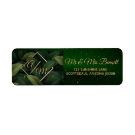 Étiquette Royal Dark Green Feuille Gold Frame Adresse de ret