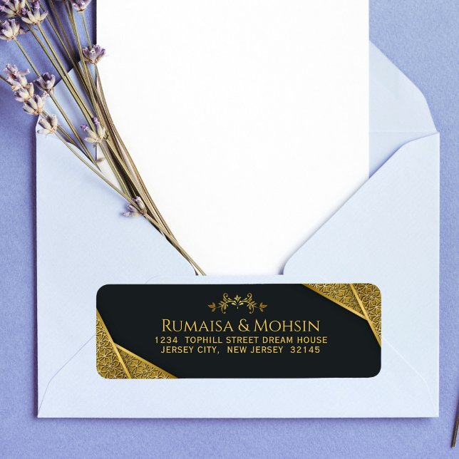 Étiquette Royal Gold Elegant Mariage islamique Adresse de re (Créateur téléchargé)