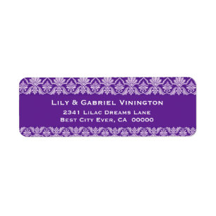 Étiquette Royal Purple dentelle Mariage Damask P550