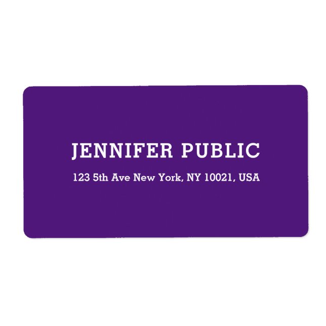 Étiquette Royal Purple Personnalisé Moderne Design Simple (Devant)