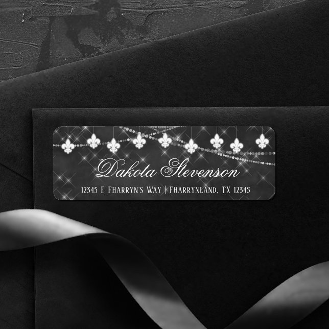 Étiquette Royal violet Fleur de Lis Lumières | Adresse de la (Créateur téléchargé)